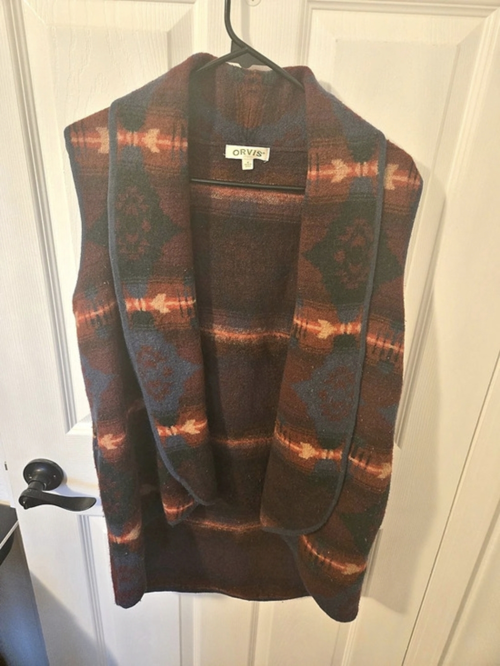 Orvis Merino Wool Patterned Vest Size Medium